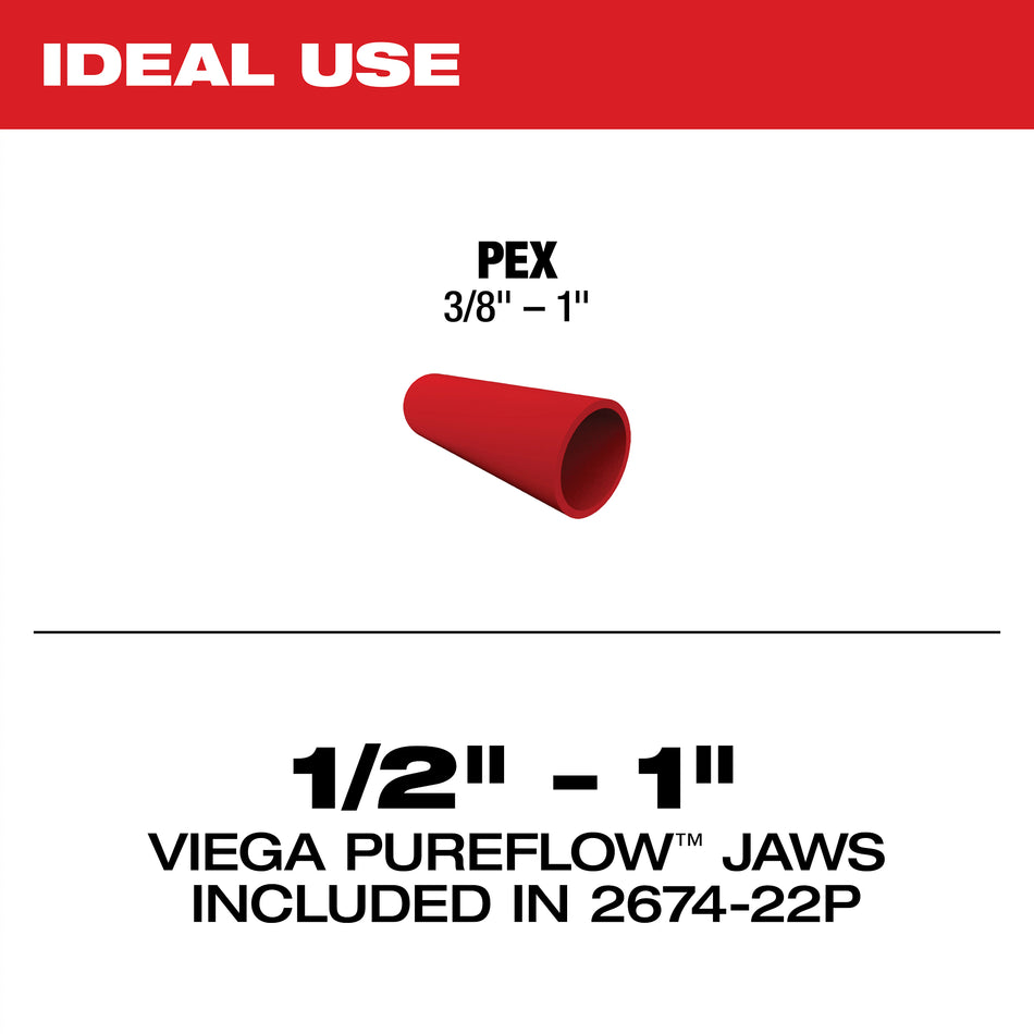 Milwaukee 2674-22P,  M18 Short Throw Press Tool Kit w/ Viega PureFlow Jaws