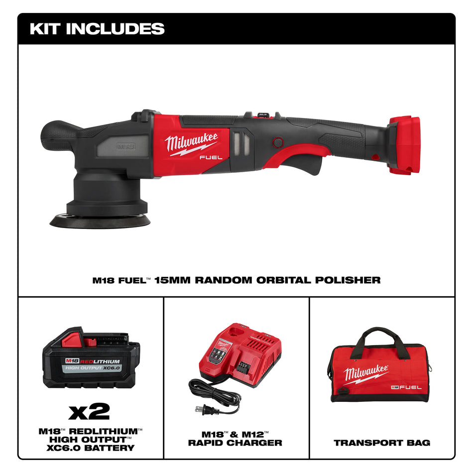 Milwaukee 2684-22HD, M18 FUEL™ 15mm Random Orbital Polisher Kit