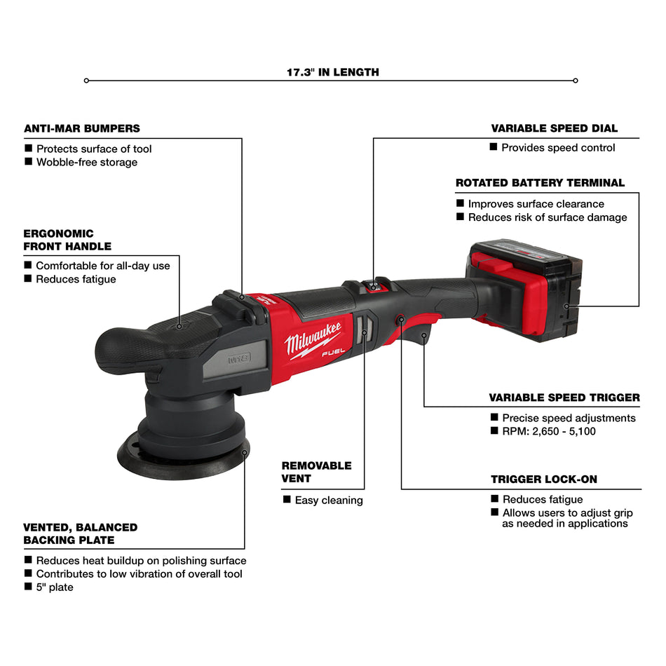 Milwaukee 2684-22HD, M18 FUEL™ 15mm Random Orbital Polisher Kit