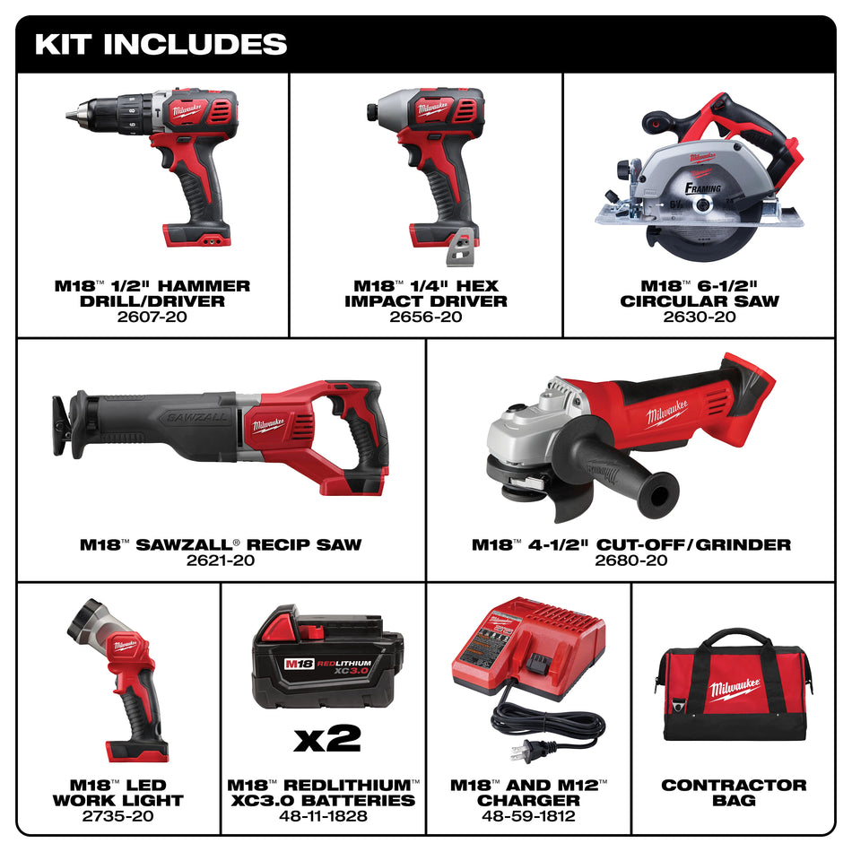 Milwaukee 2696-26, M18 Cordless 6-Tool Combo Kit