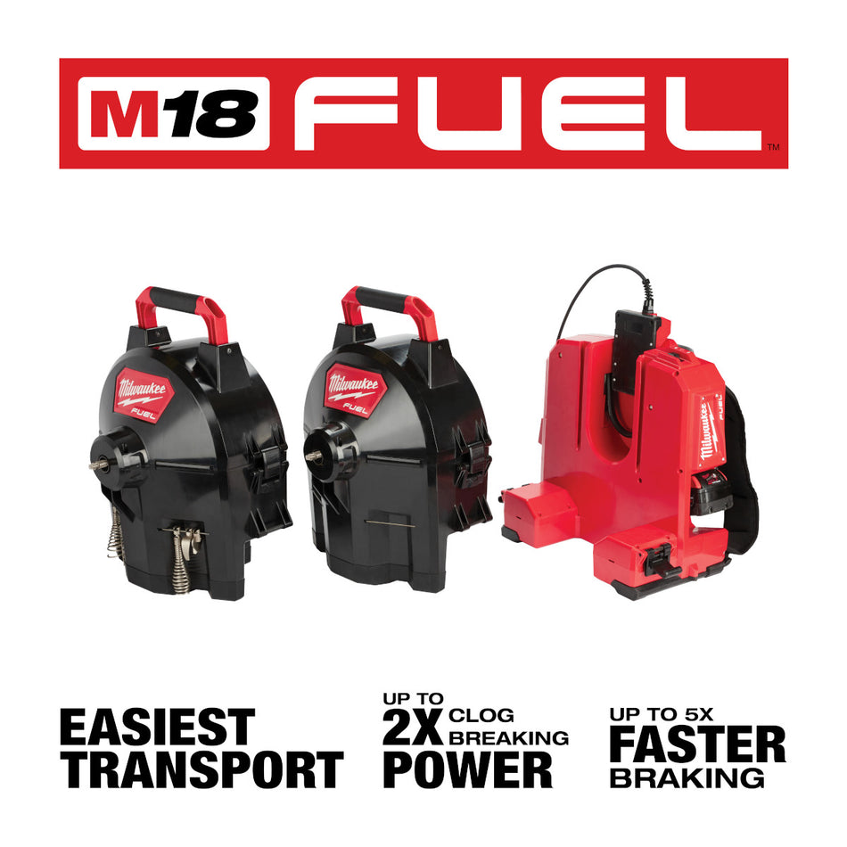 Milwaukee 2775E-211, M18 FUEL™ SWITCH PACK™ Sectional Drum Machine with 5/8” Open Wind Cable
