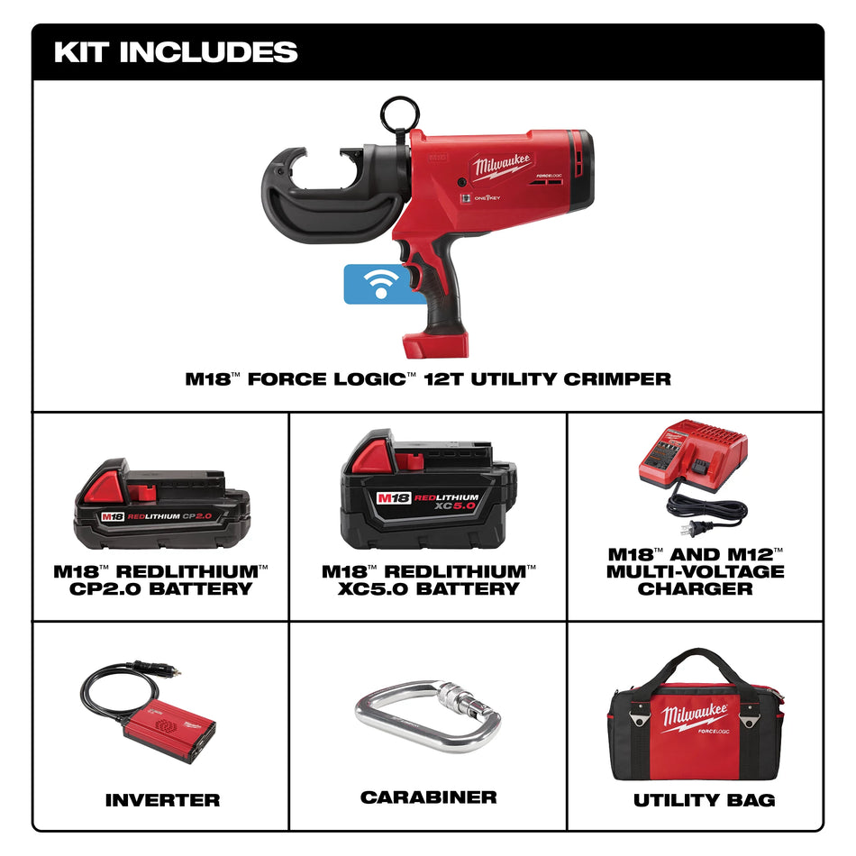 Milwaukee 2778-22, M18™ FORCE LOGIC™ 12 Ton Utility Crimper Kit