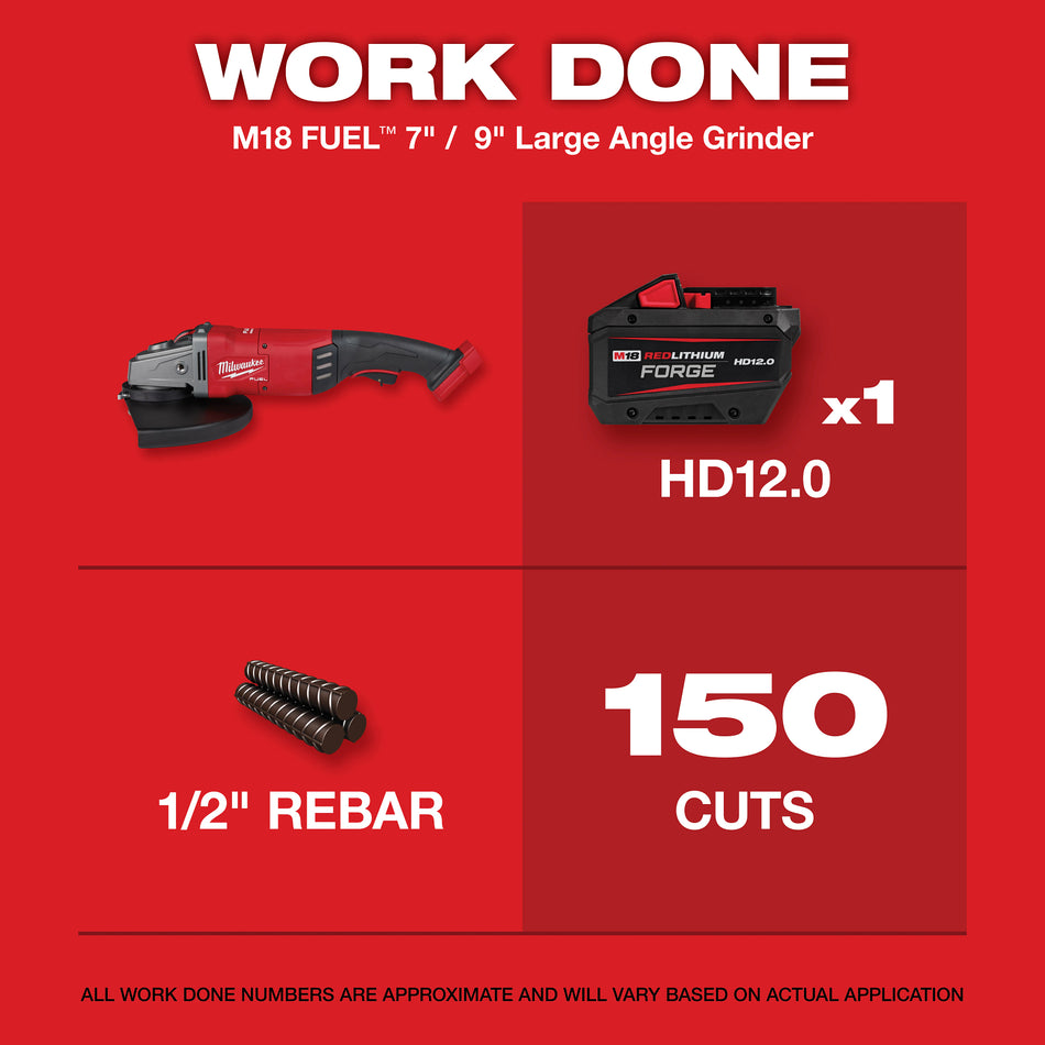 Milwaukee 2785-20, M18 FUEL 7" / 9" HP LARGE ANGLE GRINDER (Tool Only)