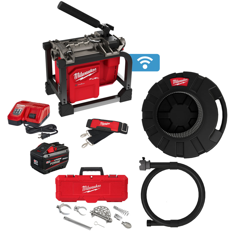 Milwaukee 2818A-21, M18 FUEL 7/8 -inch 18V Sewer Drain Cleaning Sectional Machine Kit with Cable and Attachments