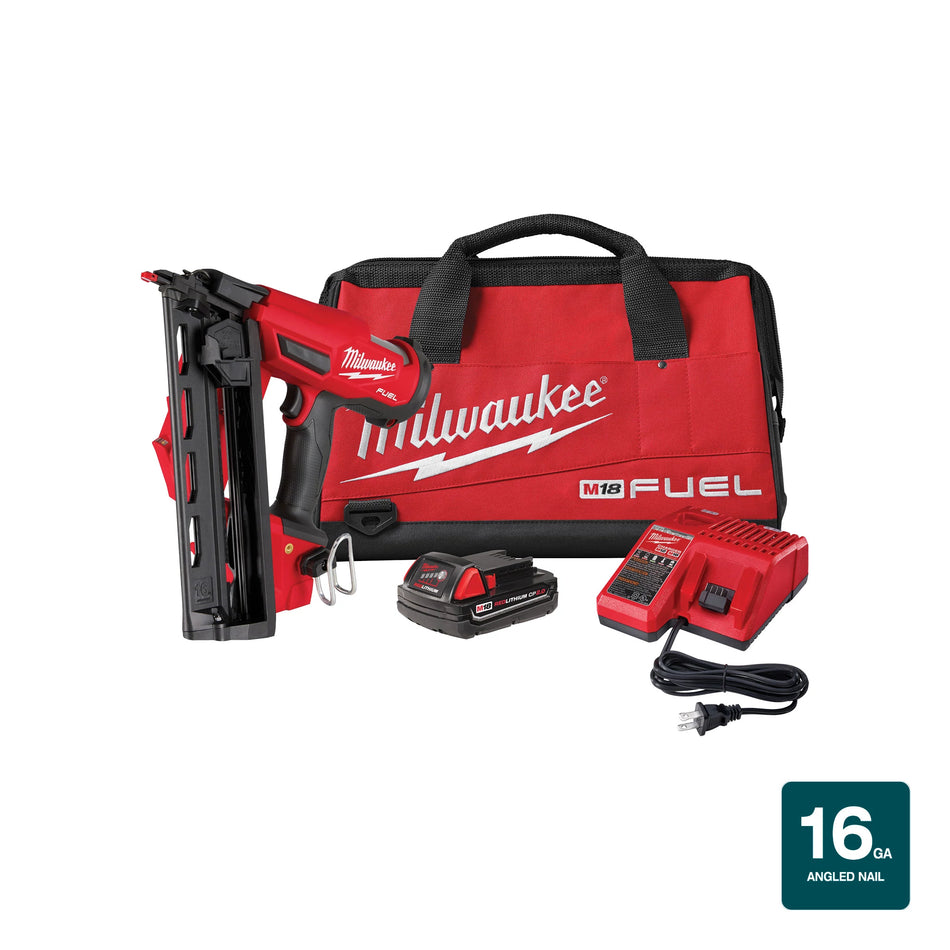 Milwaukee 2841-21CT, M18 FUEL 16 Gauge Angled Finish Nailer Kit