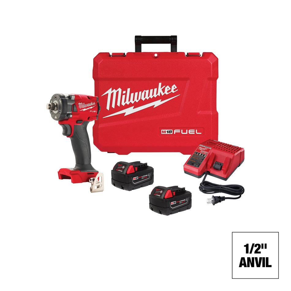 Milwaukee 2855-22R, M18 FUEL 1/2" Compact Impact Wrench w/ Friction Ring Kit