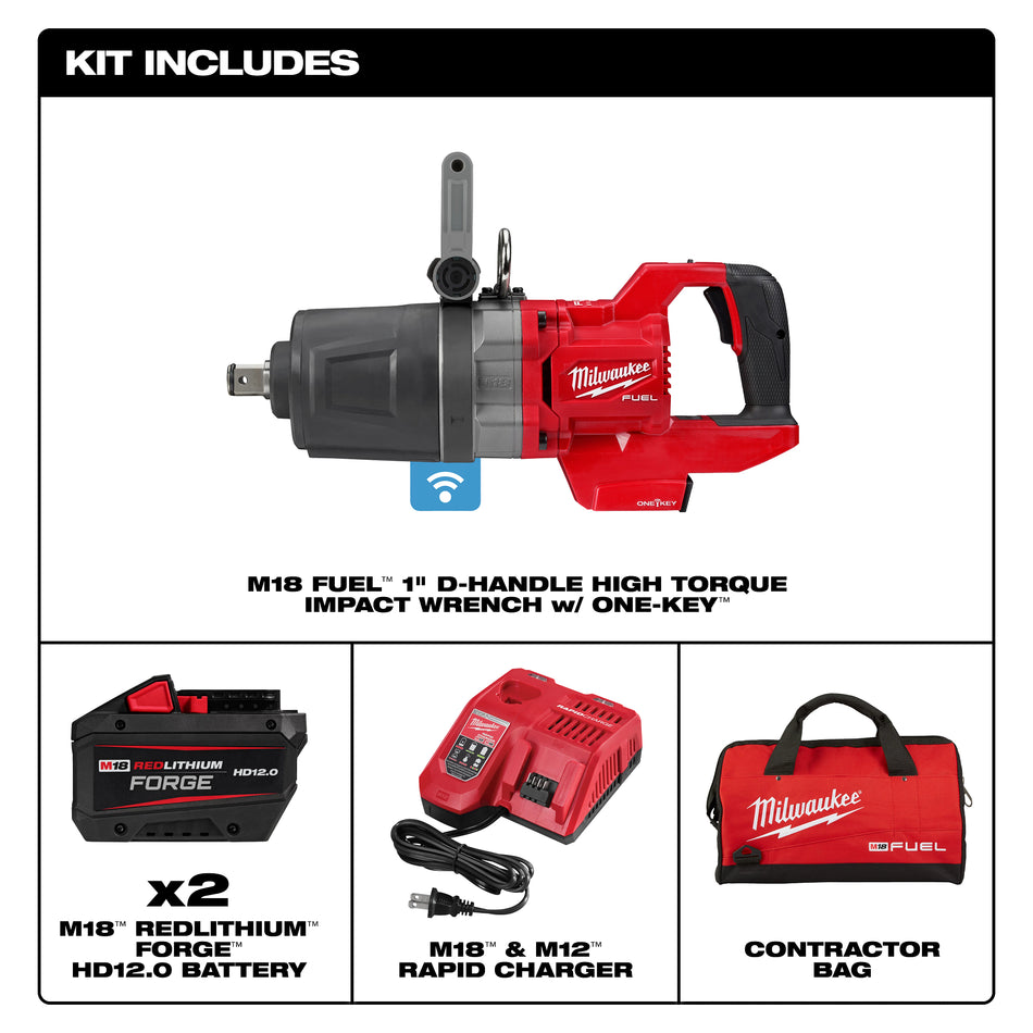 Milwaukee 2868-22HD, M18 FUEL 1" D-Handle High Torque Impact Wrench Kit