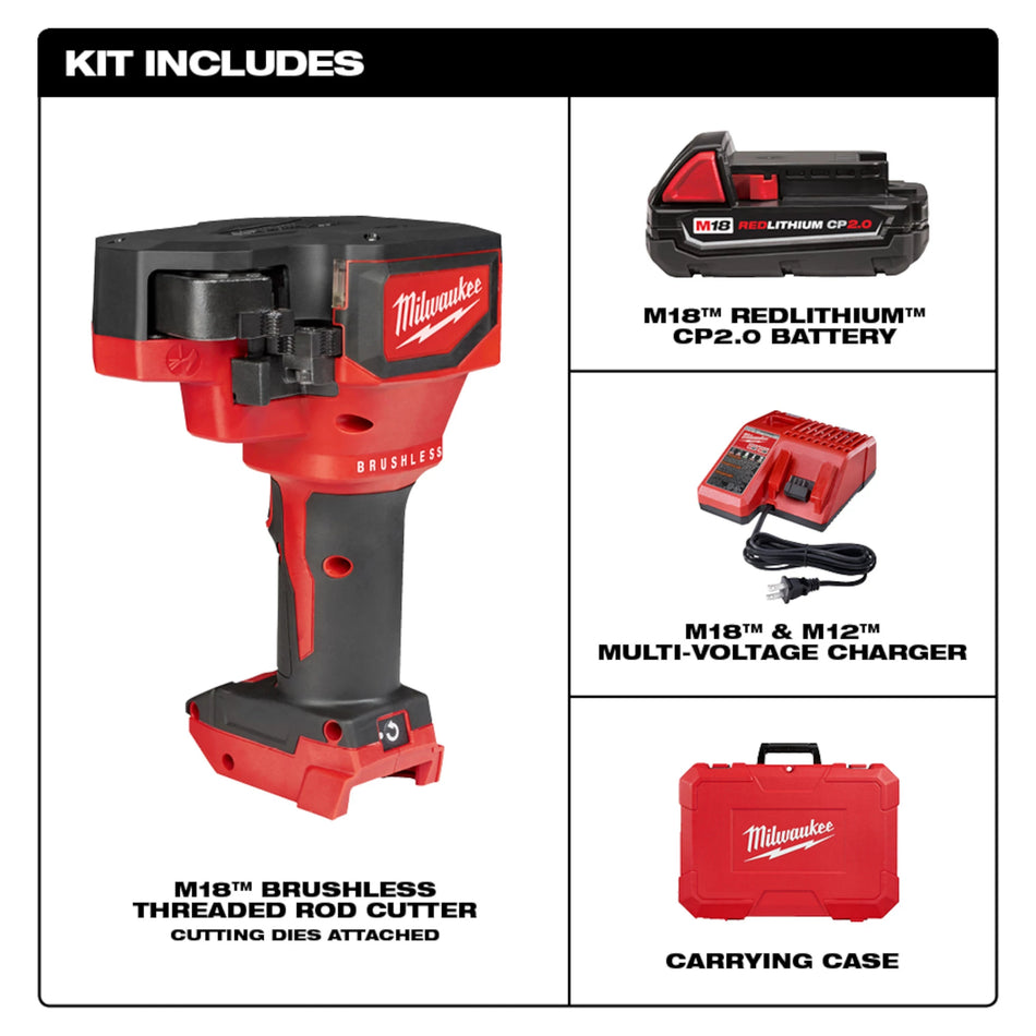 Milwaukee 2872-21, M18 Brushless Threaded Rod Cutter Kit (2.0 Ah)