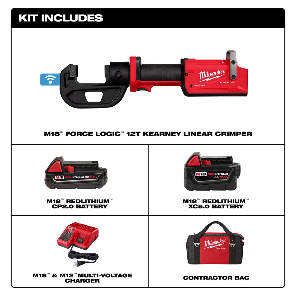 Milwaukee 2878K-22, M18™ FORCE LOGIC™ 12T Kearney Linear Crimper Kit
