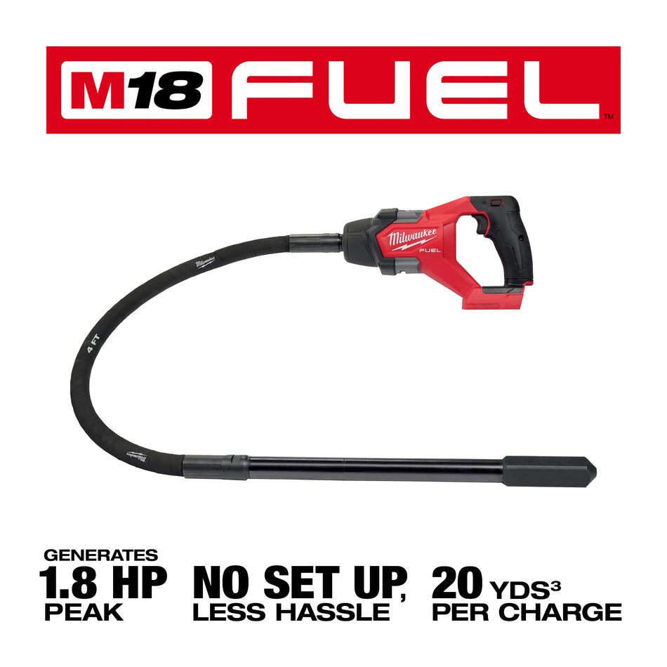 Milwaukee 2910-20, M18 FUEL™ 4' Concrete Pencil Vibrator