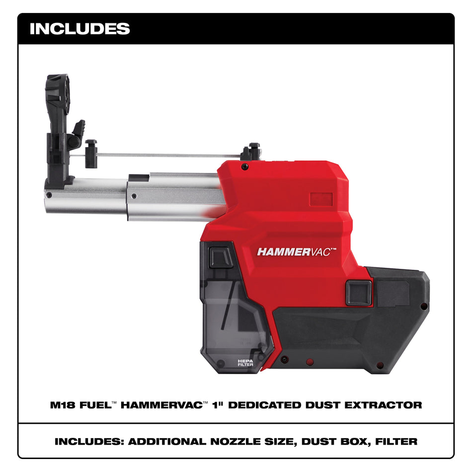 Milwaukee 2912-DE, M18 FUEL HAMMERVAC 1" Dedicated Dust Extractor
