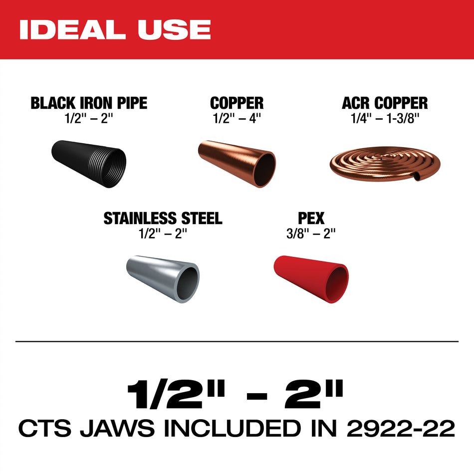 Milwaukee 2922-22, M18™ FORCE LOGIC™ Press Tool w/ ONE-KEY™ w/ 1/2"-2" CTS Jaws