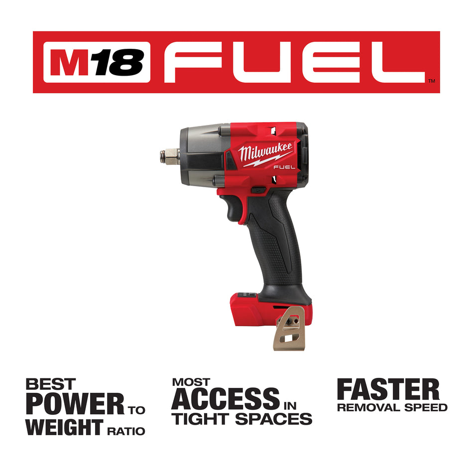 Milwaukee 2962-20, M18 FUEL 1/2" Mid-Torque Impact Wrench w/ Friction Ring (Tool Only)