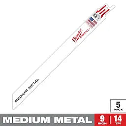 Milwaukee 48-00-5187, 9" 14 TPI Thin Kerf SAWZALL Blades (5/pkg)