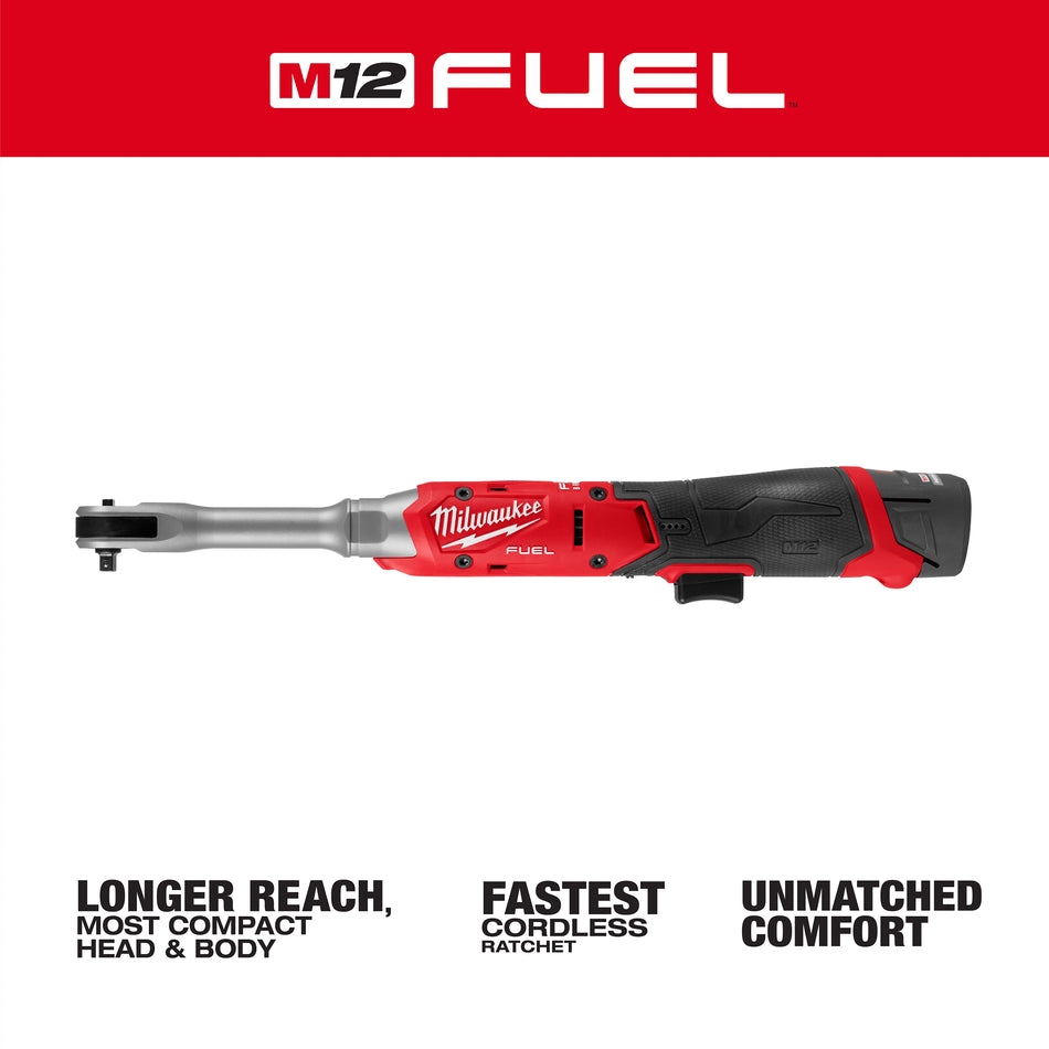 Milwaukee 3058-21, M12 FUEL™ 1/4" Extended Reach Ratchet Kit