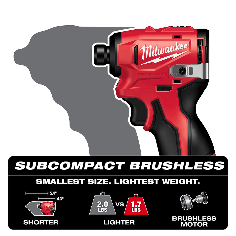 Milwaukee 3450-20, M12™ Subcompact Brushless 1/4" Hex Impact Driver