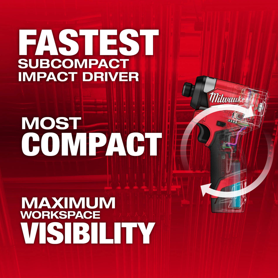 Milwaukee 3453-22, M12 FUEL™ 1/4" Hex Impact Driver Kit