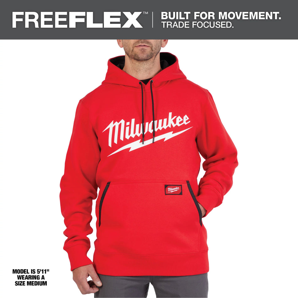 Milwaukee 352R-XL, BIG LOGO MIDWEIGHT HOODIE - RED XL