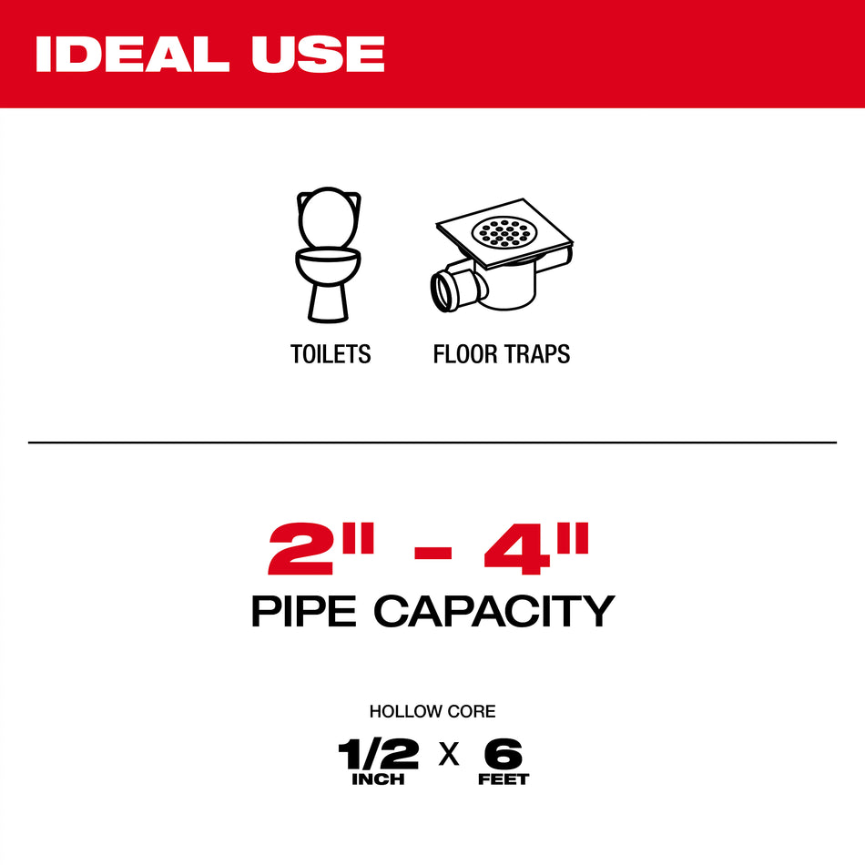 Milwaukee 3576-21, M12™ TRAPSNAKE™ 6' Toilet Auger