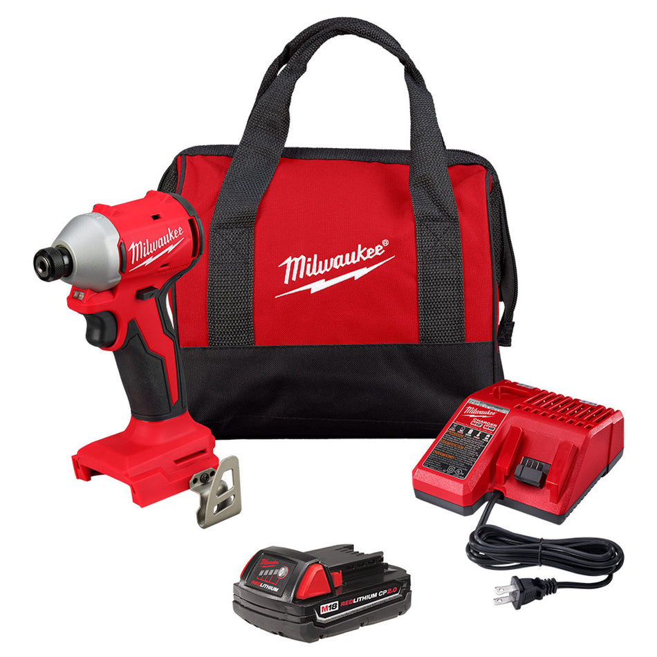 Milwaukee 3650-21P, M18 Compact Brushless 1/4" Hex Impact Driver Kit