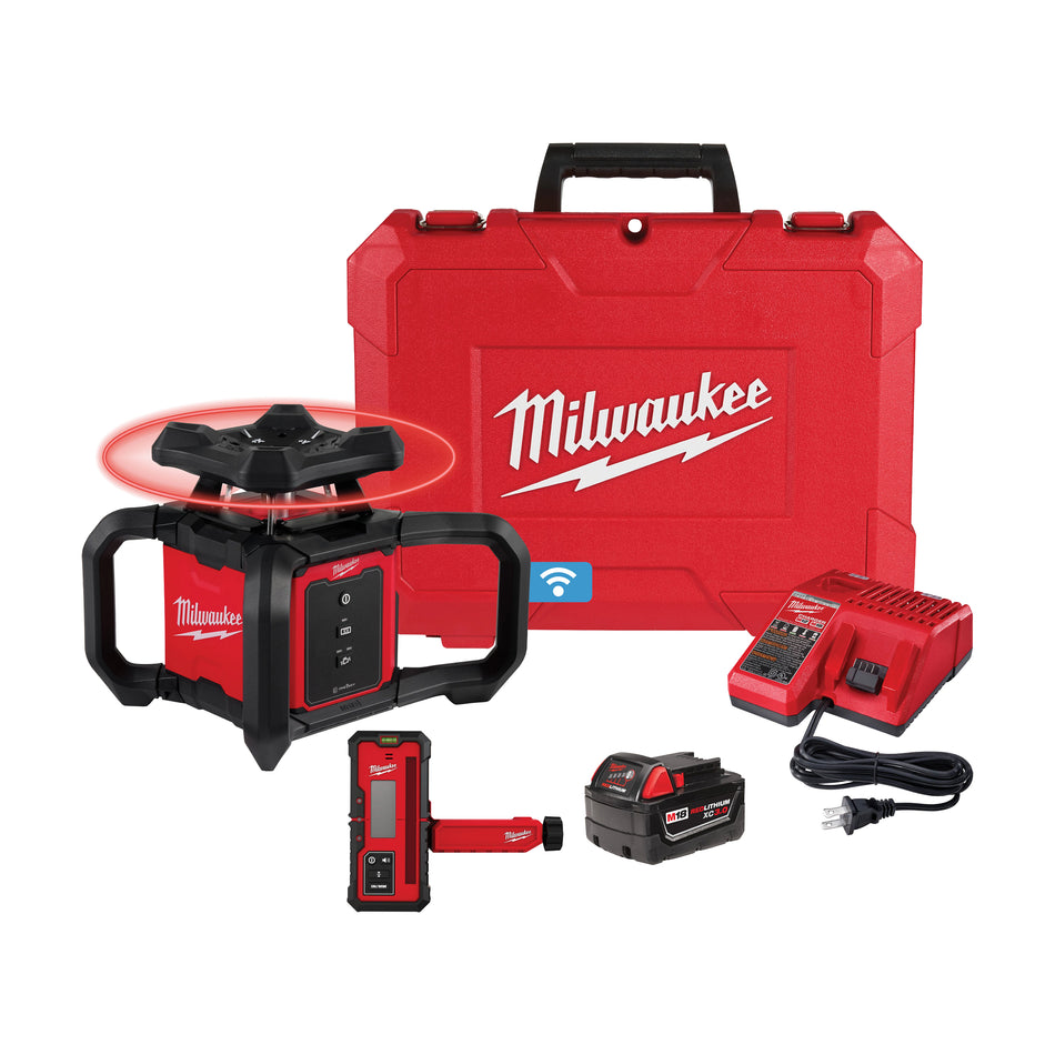 Milwaukee 3701-21, M18™ Red Exterior Rotary Laser Level Kit w/ Receiver