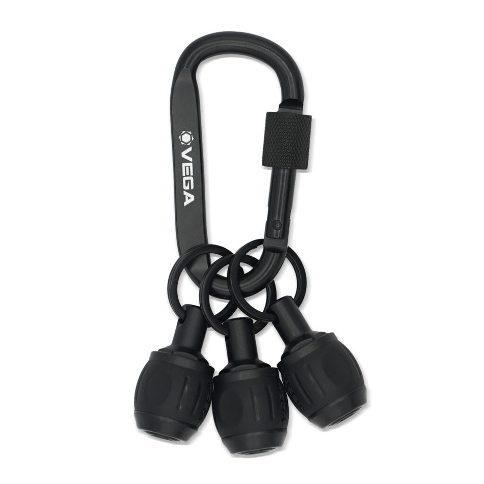 Vega 3QKCHBK, Carabiner Softgrip Bit Holders Black - 3pc
