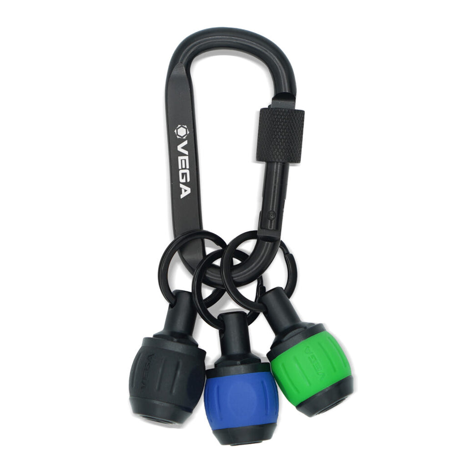 Vega 3QKCHMC, Carabiner Softgrip Bit Holders Multi-Color - 3pc