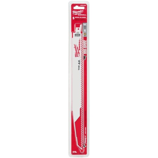 Milwaukee 48-00-5027, 12" 5 TPI The Ax Sawzall Blade (5/pkg)