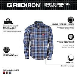 Milwaukee M551U, GRIDIRON™ Flannel Shirt Blue - S