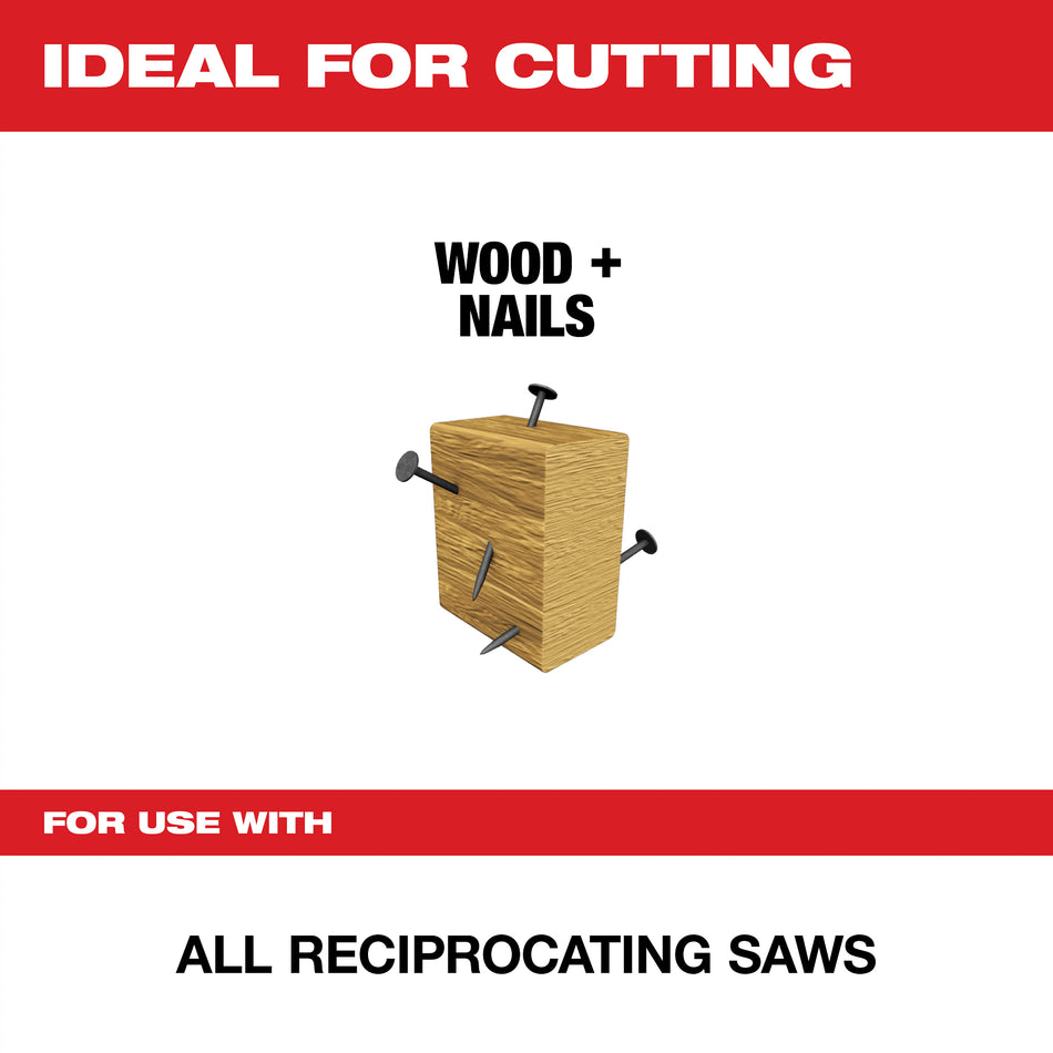 Milwaukee 48-00-5035, 6" 5 TPI Sawzall Blades (5/pkg)