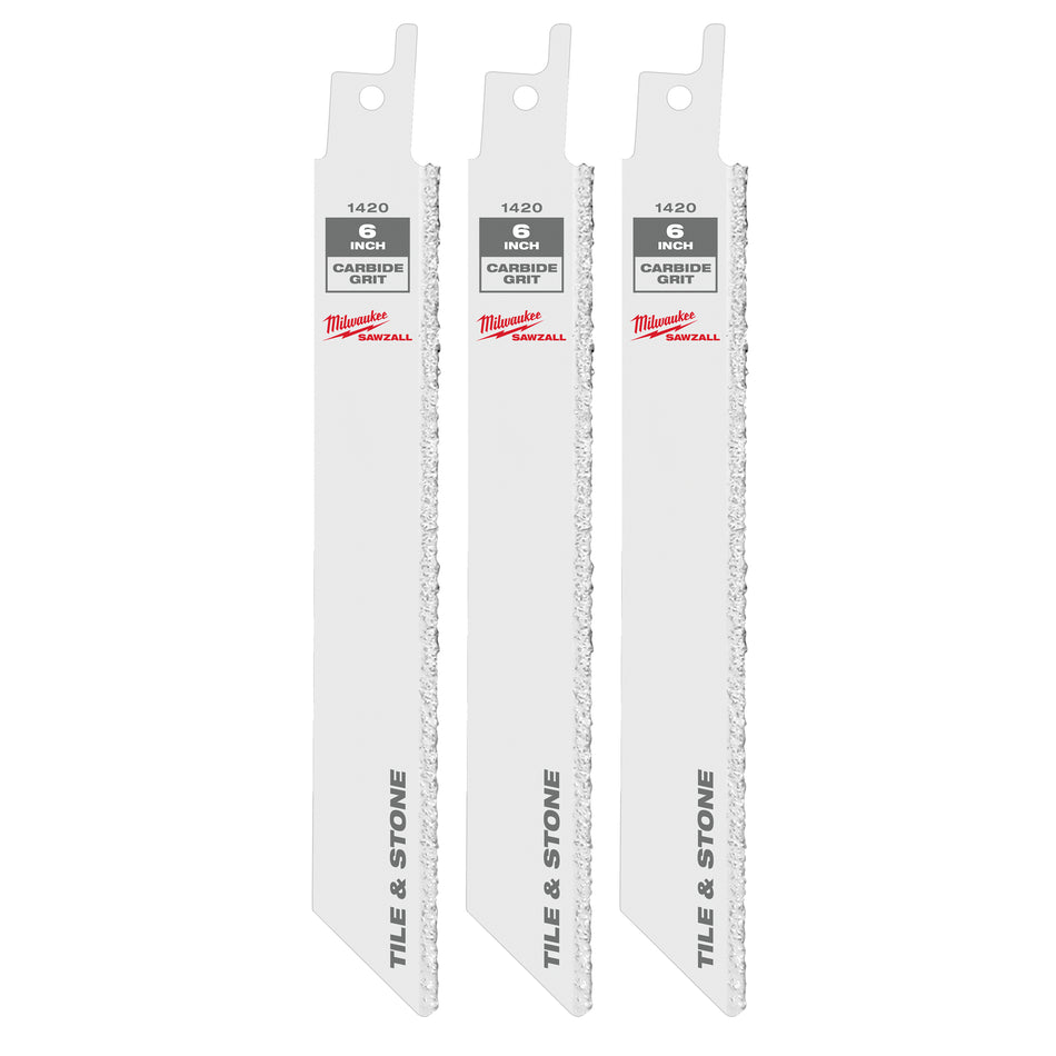Milwaukee 48-00-1420, 6" Carbide Grit SAWZALL Blade (3/pkg)