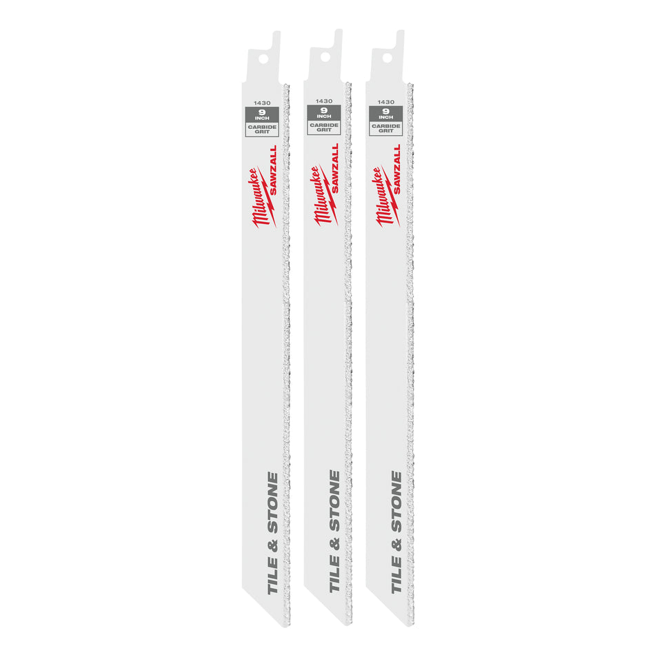 Milwaukee 48-00-1430, 9" Carbide Grit SAWZALL Blade (3/pkg)