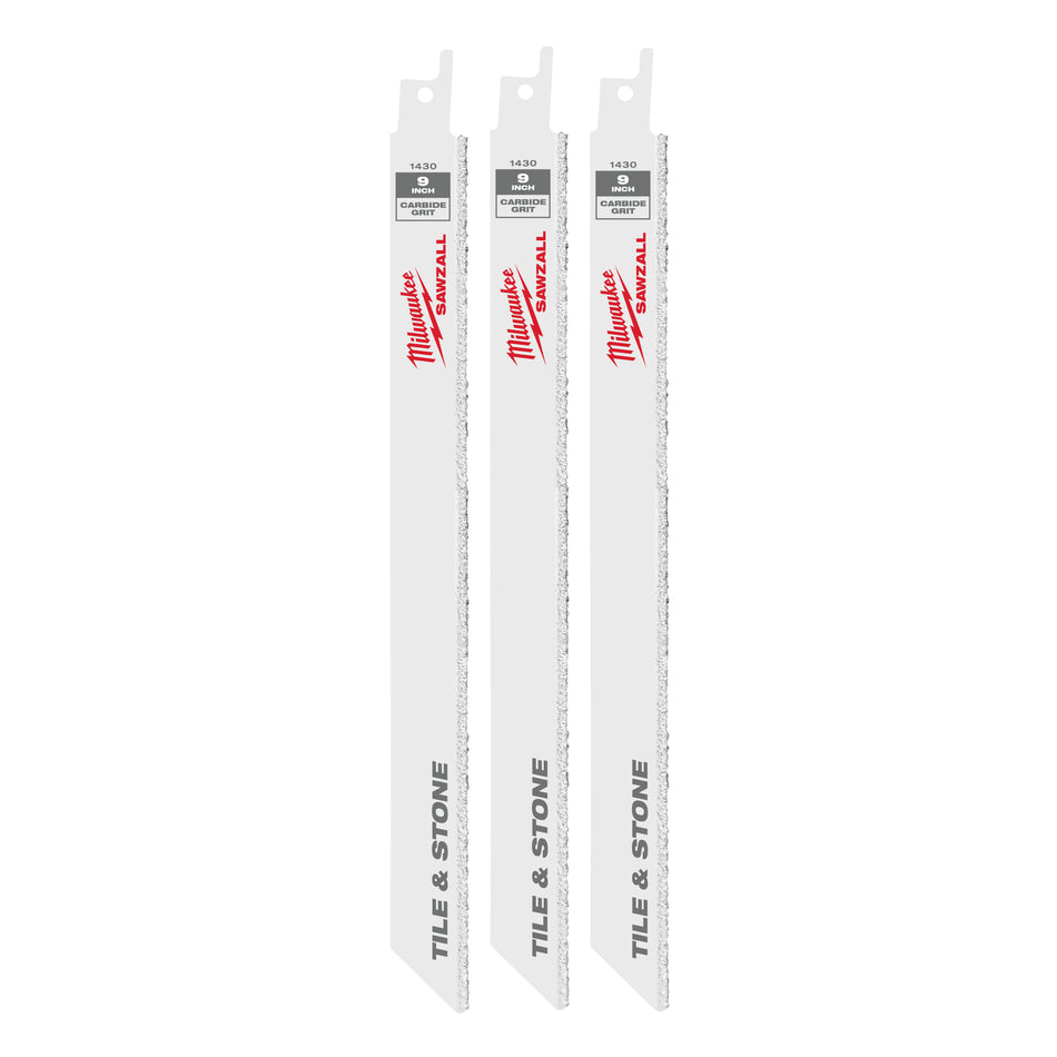 Milwaukee 48-00-1430, 9" Carbide Grit SAWZALL Blade (3/pkg)