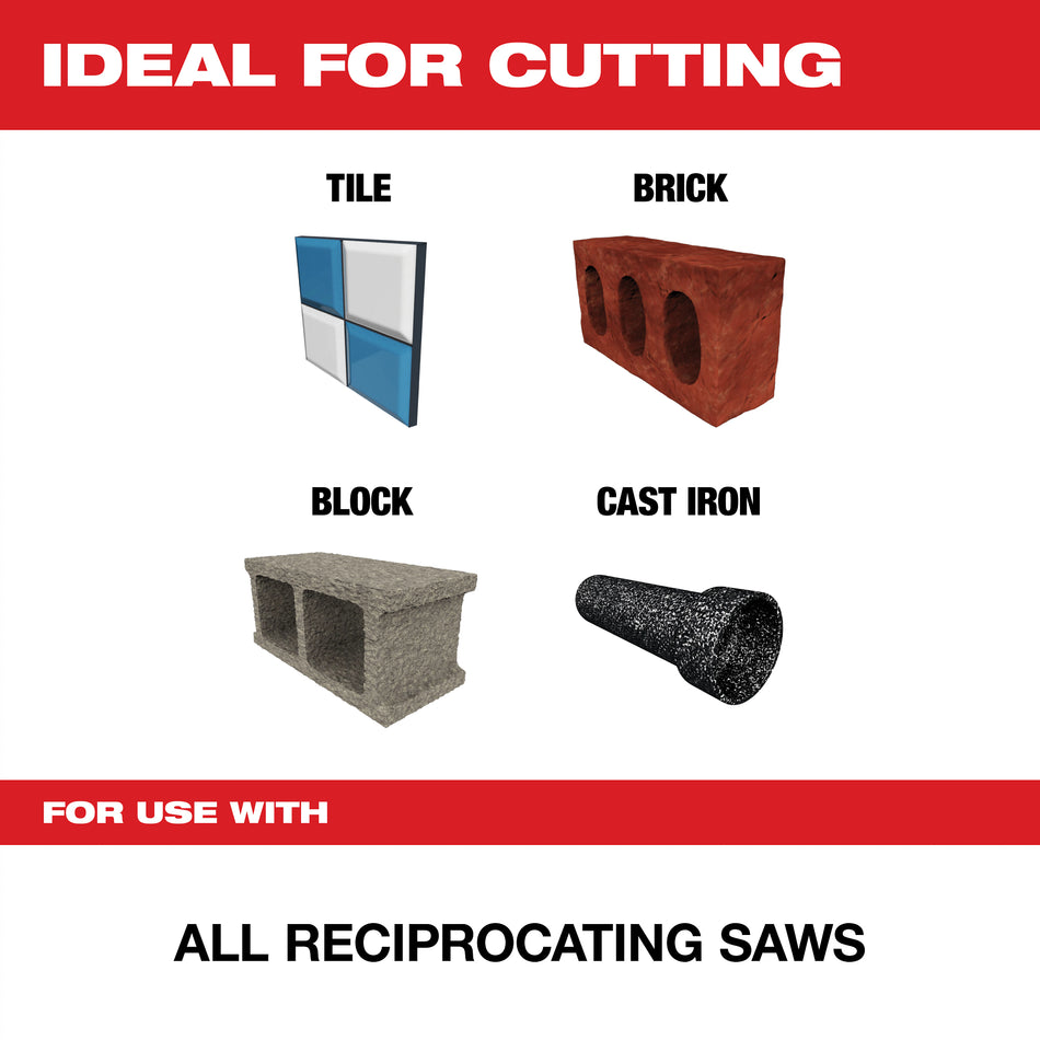 Milwaukee 48-00-1450, 9" Diamond Grit THE TORCH SAWZALL Blade