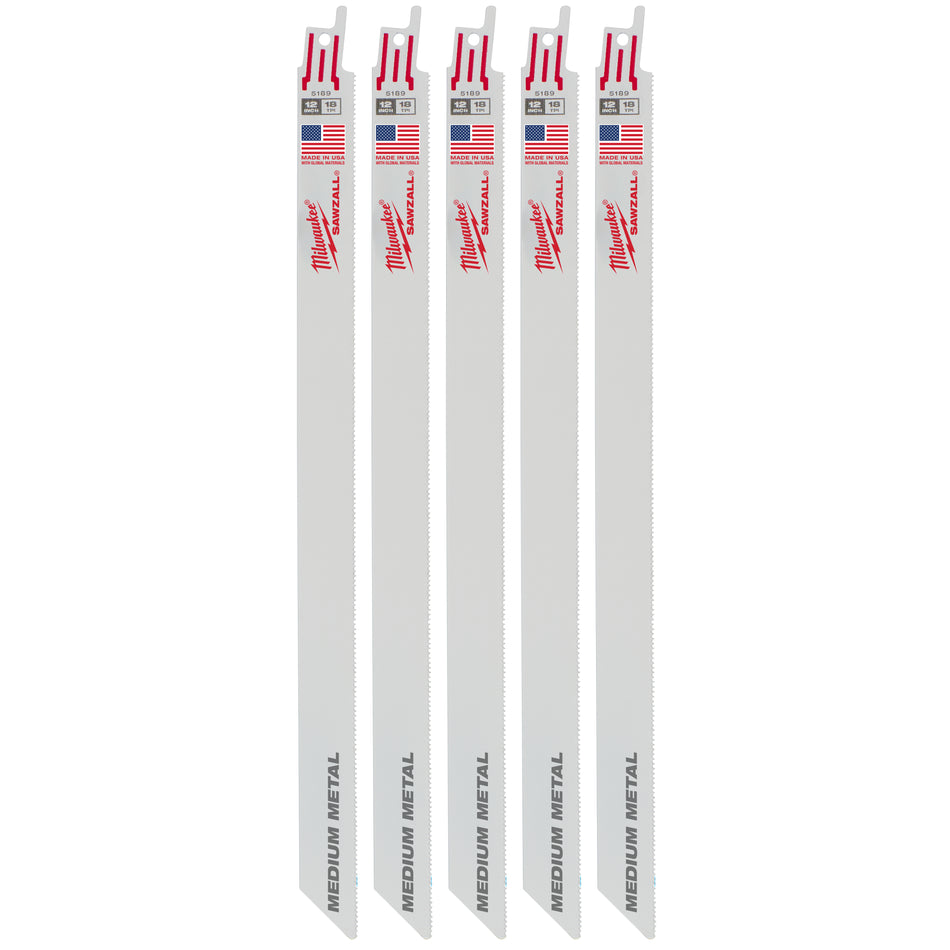 Milwaukee 48-01-6189, 12" 18 TPI Thin Kerf SAWZALL Blades (50/pkg)