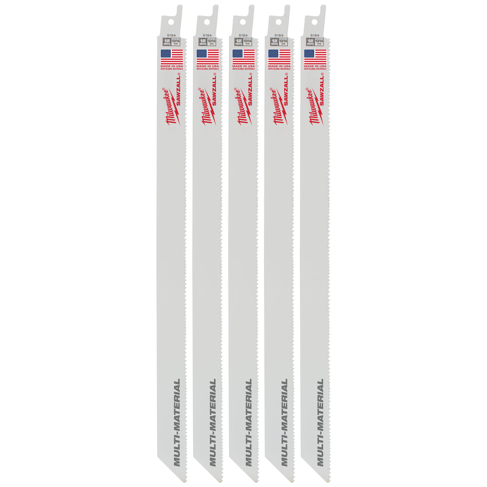 Milwaukee 48-00-5194, 12" 10/14 TPI SAWZALL Blades (5/pkg)