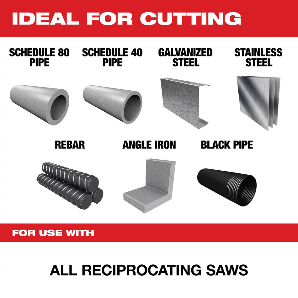 Milwaukee 48-00-5503, 12” 7TPI The TORCH with Carbide Teeth SAWZALL Blade (5/pkg)