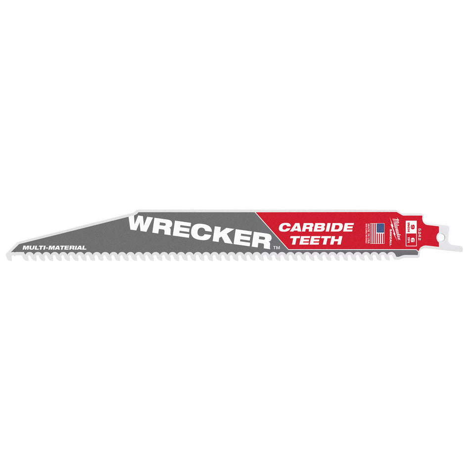 Milwaukee 48-00-5242, 9" 6 TPI THE WRECKER with Carbide Teeth SAWZALL Blade (1/pkg)