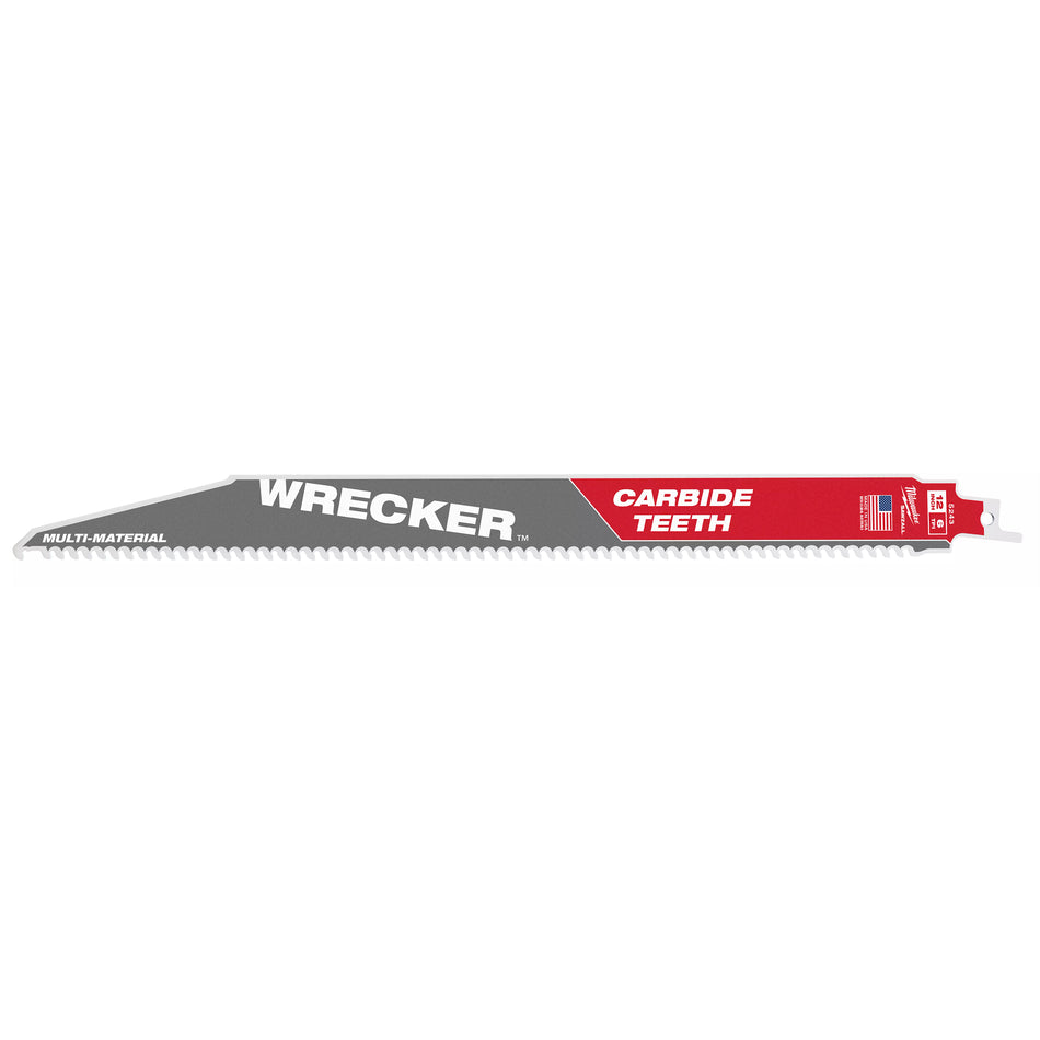 Milwaukee 48-00-5243, 12" 6 TPI THE WRECKER with Carbide Teeth SAWZALL Blade (1/pkg)