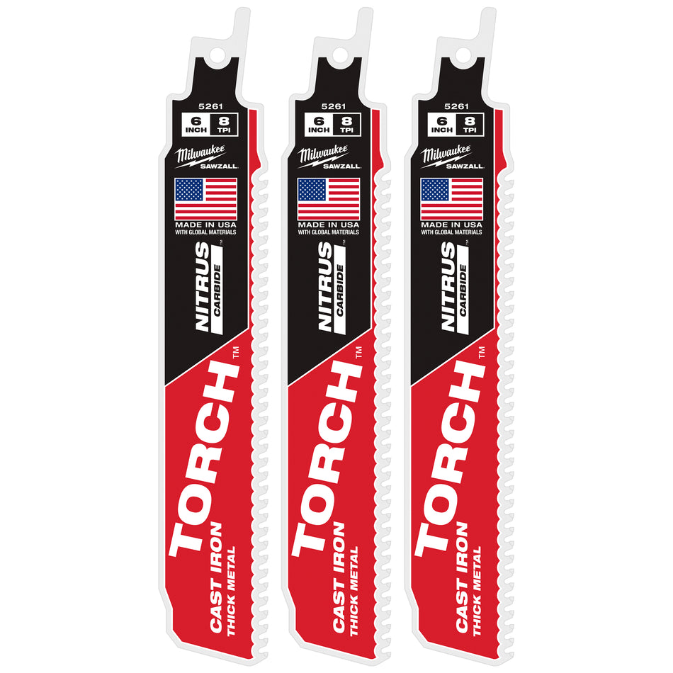 Milwaukee 48-00-5361, 6" 7TPI The TORCH with NITRUS CARBIDE for CAST IRON 3PK