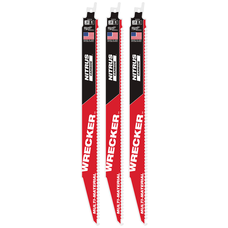 Milwaukee 48-00-5273, 12” WRECKER™ with NITRUS™ Carbide SAWZALL® Blade for Multi-Material 1PK