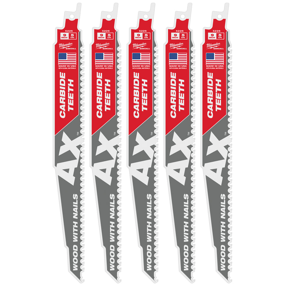 Milwaukee 48-00-5526, THE AX with Carbide Teeth 5T 9L (5/pkg)