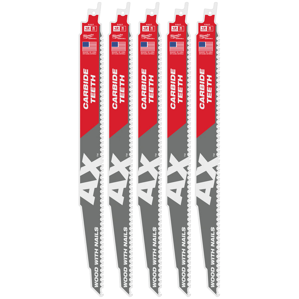 Milwaukee 48-00-5527, THE AX with Carbide Teeth 5T 12L (5/pkg)