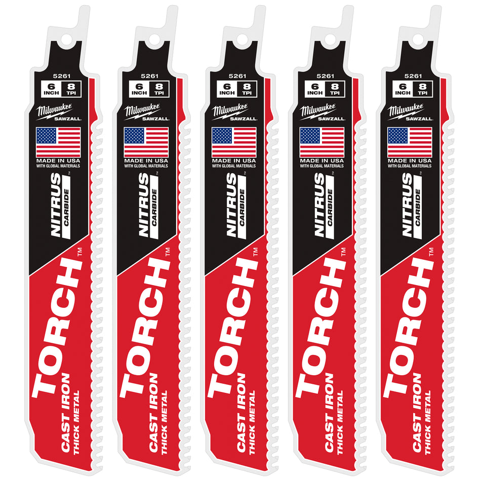 Milwaukee 48-00-5561, 6" 7TPI The TORCH with NITRUS CARBIDE for CAST IRON (5 pkg)