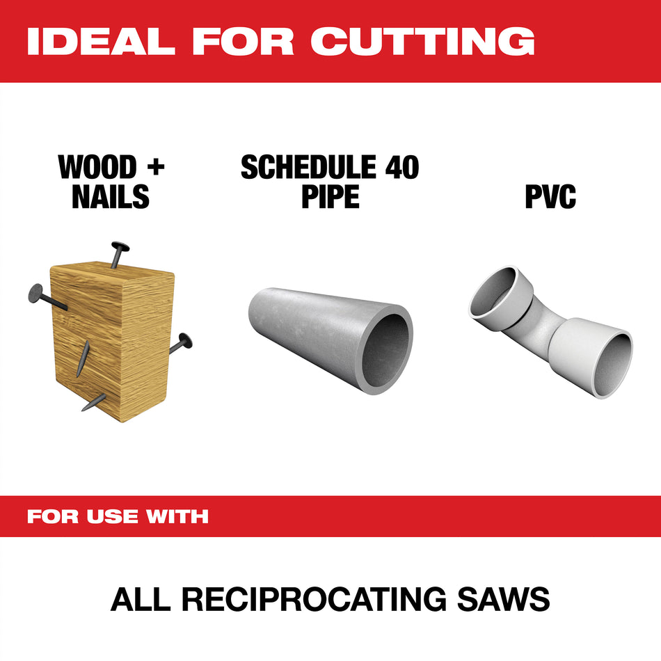 Milwaukee 48-01-6091, 6" 8/12 TPI SAWZALL Blades (50/pkg)