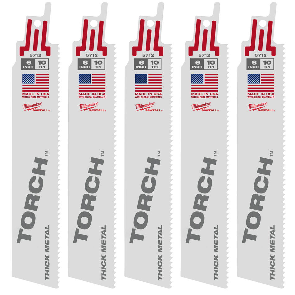 Milwaukee 48-00-8712, 6" 10 TPI The Torch SAWZALL Blades (50/pkg)