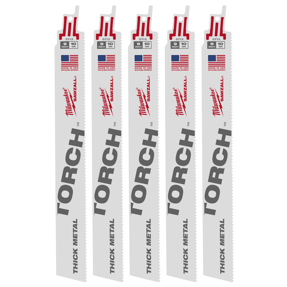 Milwaukee 48-00-8713, 9" 10 TPI The Torch SAWZALL Blades (25/pkg)