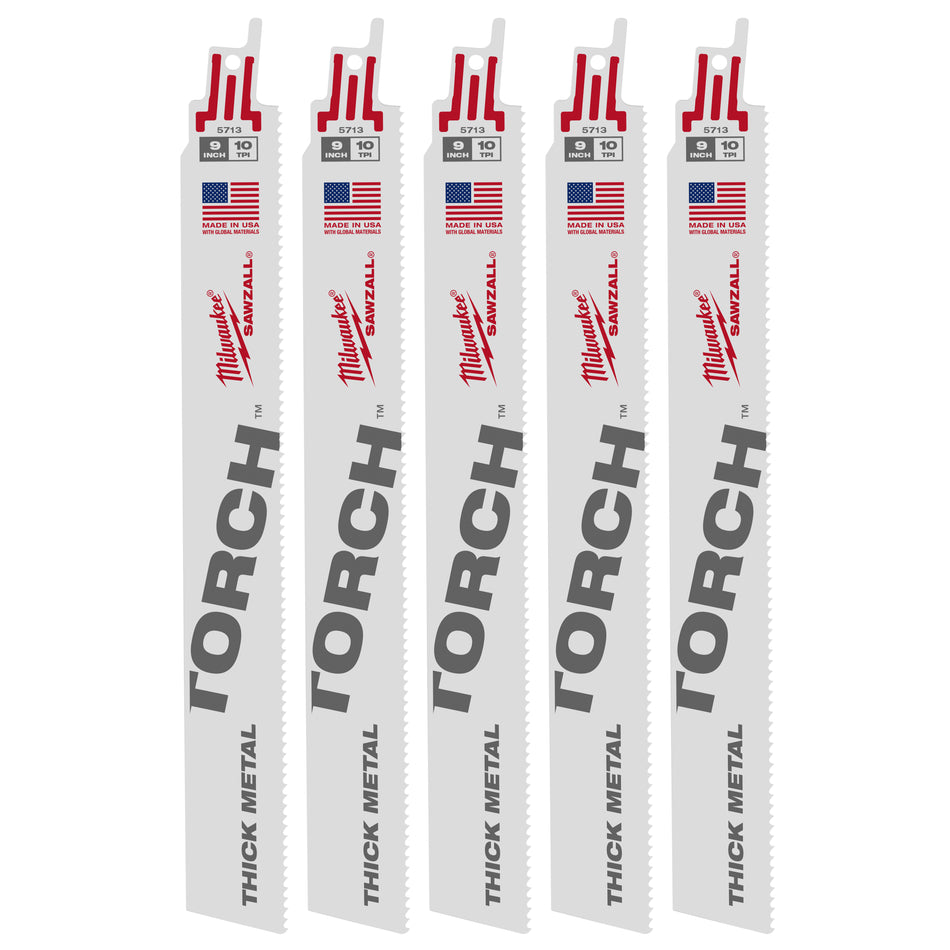 Milwaukee 48-00-8713, 9" 10 TPI The Torch SAWZALL Blades (25/pkg)