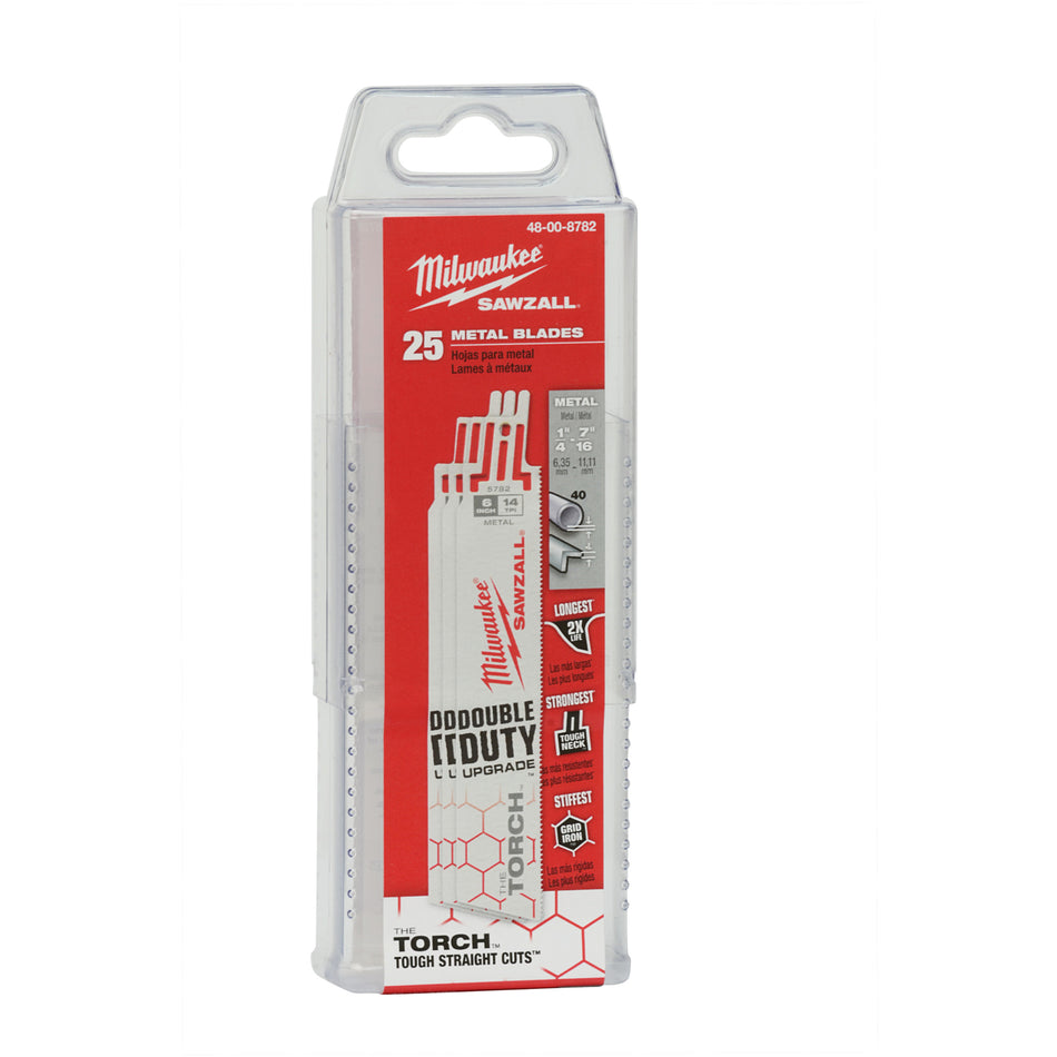 Milwaukee 48-00-8782, 6" 14 TPI The Torch SAWZALL Blades (50/pkg)