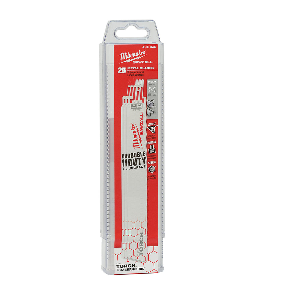 Milwaukee 48-00-8787, 9" 14 TPI The Torch SAWZALL Blades (25/pkg)